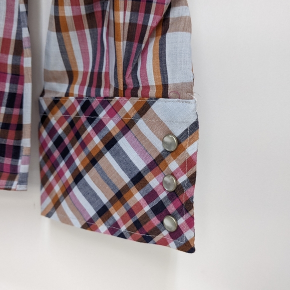 Plaid Wester Pearl Button Down, K- Mart, Vintage, Medium - Picture 16 of 16